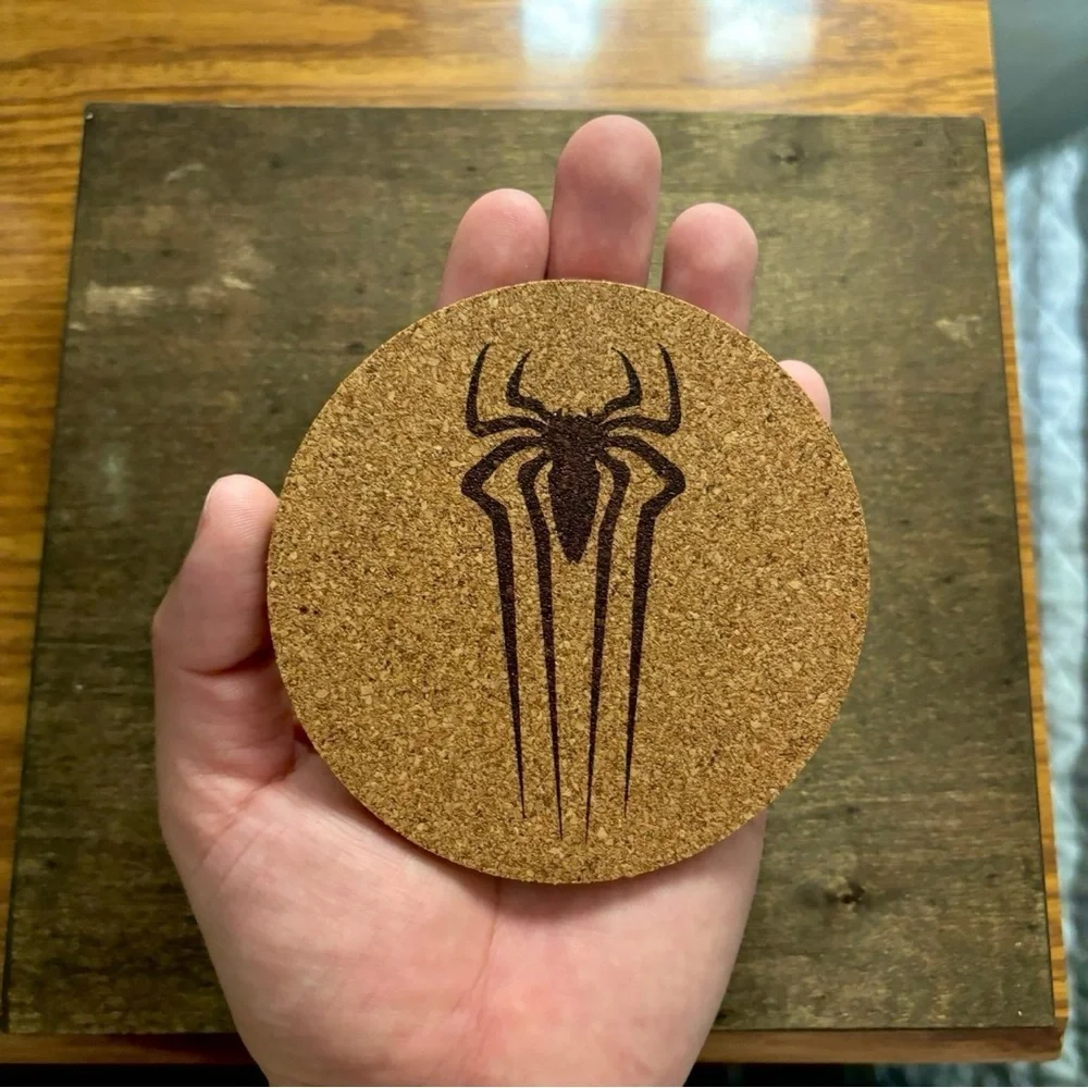 Spider-Man Andrew Garfield Logo Laser Engraved Cork Coaster